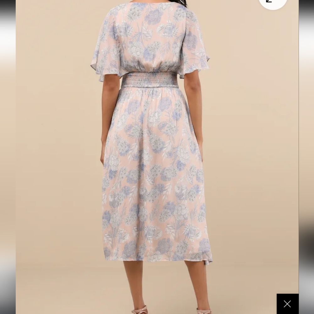 Lulu's Blue Floral Midi Dress - Picture 2 of 7